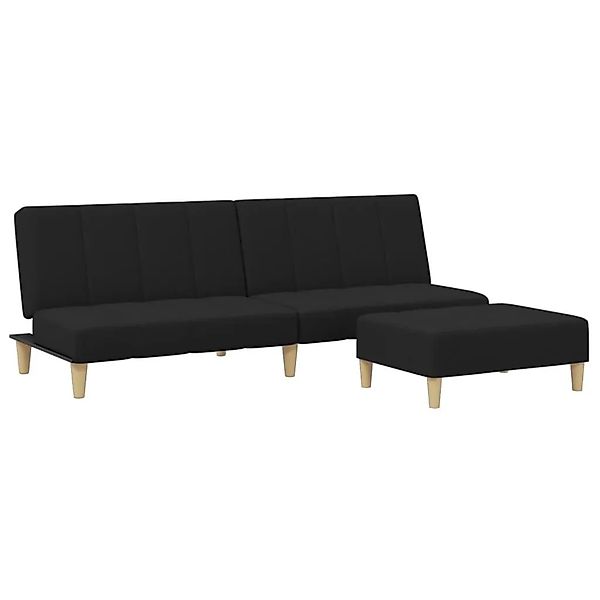 vidaXL Schlafsofa 2-Sitzer mit Fußhocker Schwarz Stoff 3258140 günstig online kaufen