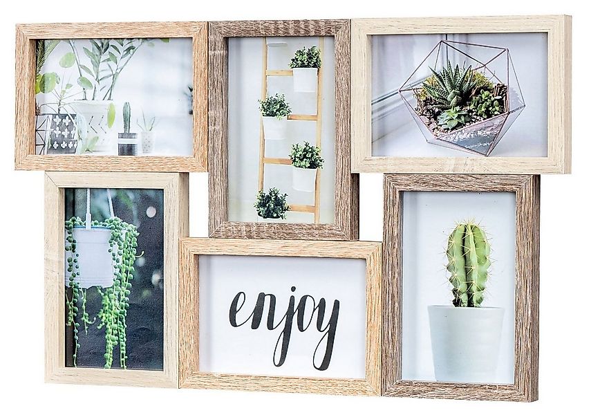 Levandeo® Bilderrahmen Collage, Bilderrahmen 6 Fotos 10x15 Fotorahmen Natur günstig online kaufen