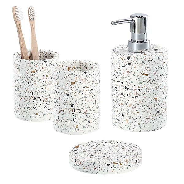Zeller Present Badaccessoire-Set 4-teiliges Badaccessoire-Set Terrazzo günstig online kaufen