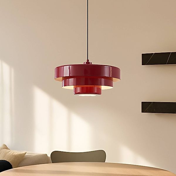 Lindby Hängeleuchte Tivra, rot, Ø 35 cm, Metall, E27 günstig online kaufen