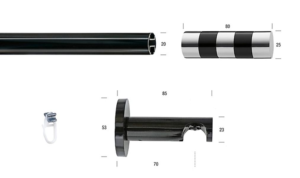 GARESA Gardinenstange »BLACK« Ø 20 mm 1 läufig-läufig Wunschmaßlänge Vorhan günstig online kaufen