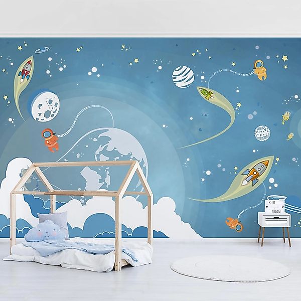 Bilderdepot24 Kindertapete Kinderzimmer Buntes Weltraumtreiben Kinder günstig online kaufen