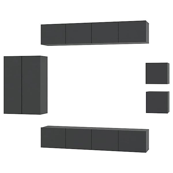 VidaXL 8-tlg. TV-Schrank-Set Schwarz Holzwerkstoff 2 günstig online kaufen