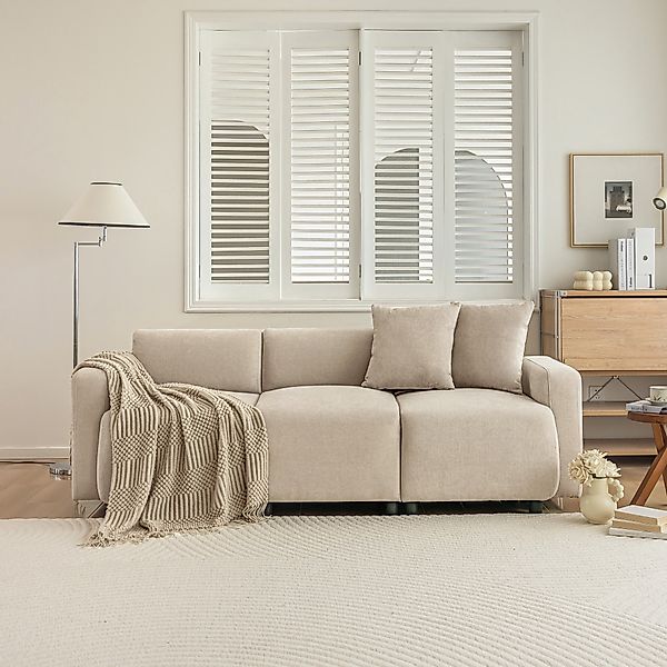 Modernes Lounge Schlafsofa aus Chenille mit dekorativen Kissen und abgerund günstig online kaufen