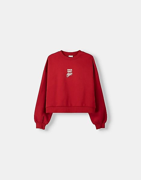 Bershka Sweatshirt Mit Print Damen 10-12 Rot günstig online kaufen