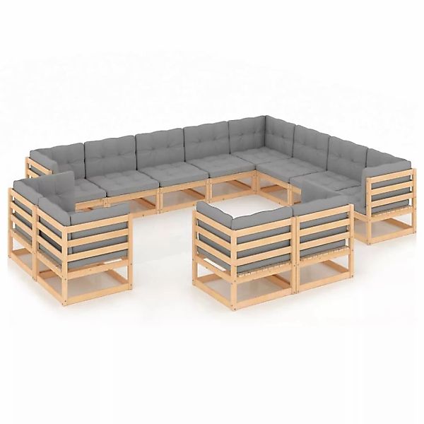 12-tlg. Garten-lounge-set Mit Kissen Massivholz Kiefer günstig online kaufen