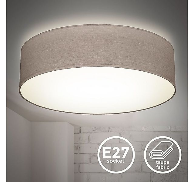 B.K.Licht Deckenleuchte Stoff-Deckenlampe Ø38cm 2-fammig E27 Wohnzimmer LED günstig online kaufen