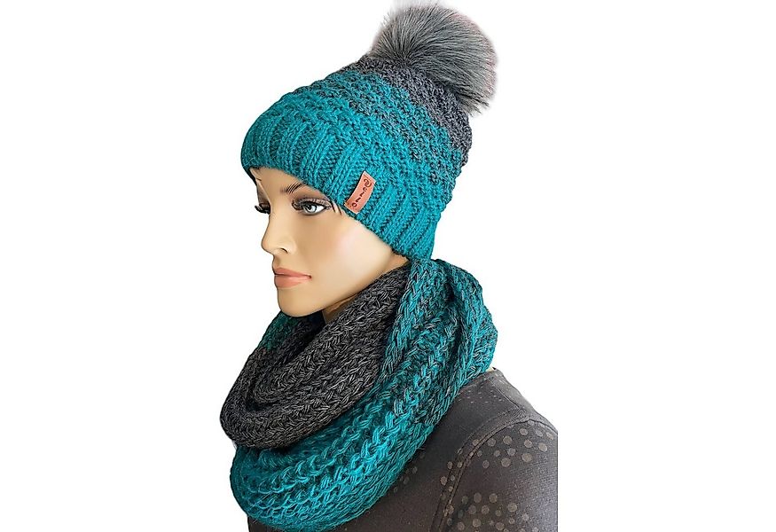 Taschen4life Bommelmütze Damen Mütze & Schal Set 36.64 (2 teilig, gestrickt günstig online kaufen