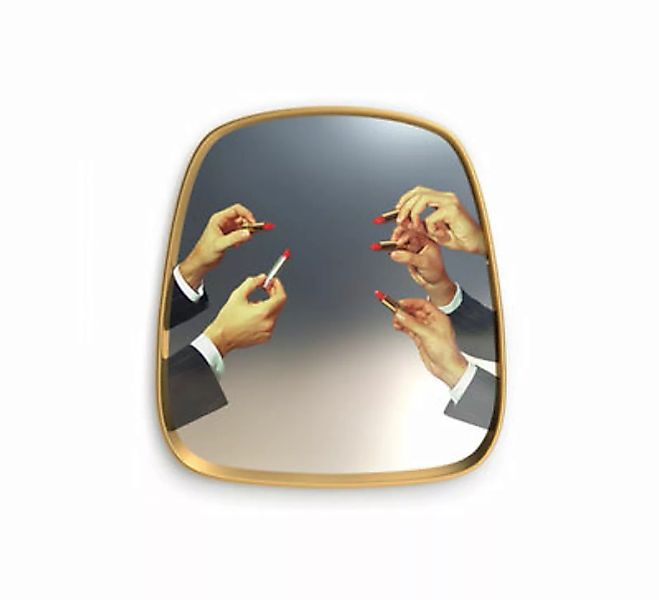 Spiegel Toiletpaper metall glas bunt gold spiegel / Lippenstifte - 54 x 59 günstig online kaufen