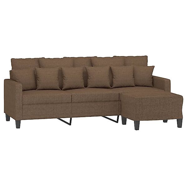 vidaXL Sofa 3-Sitzer-Sofa mit Hocker Braun günstig online kaufen