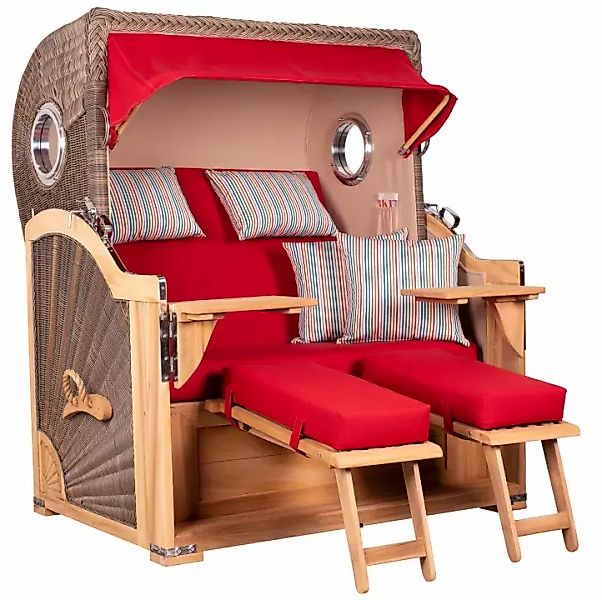 Strandkorb Norderney Teak Bullauge PE grey Dessin 585 günstig online kaufen