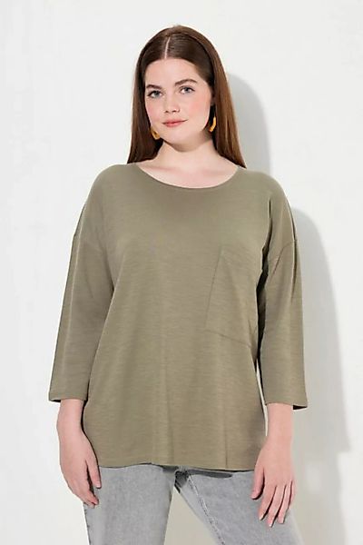 Ulla Popken T-Shirt Shirt Oversized Rundhals 3/4-Arm Biobaumwolle günstig online kaufen