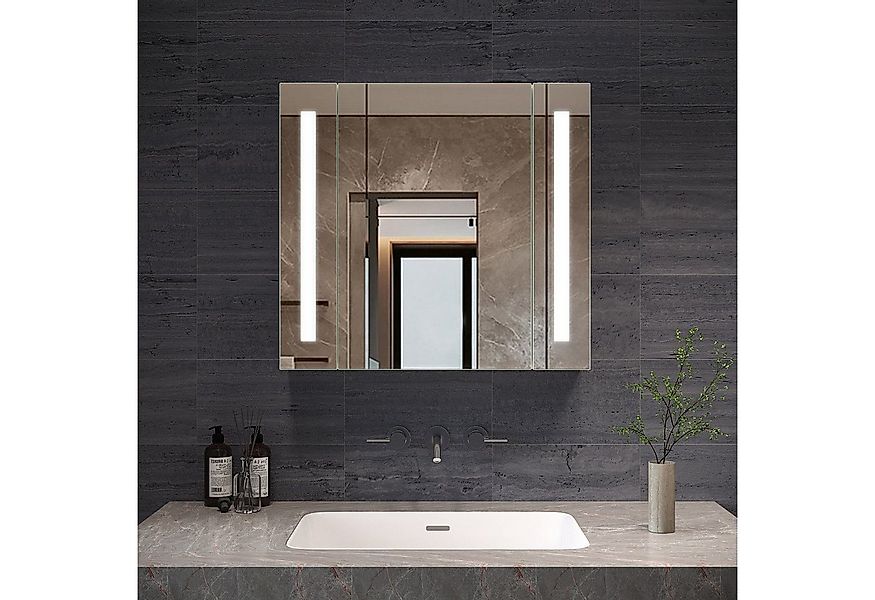 AQUALAVOS Badezimmerspiegelschrank Bad Spiegelschrank mit LED Kaltweiß Bele günstig online kaufen