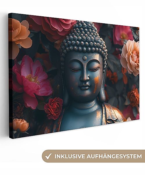 OneMillionCanvasses® Leinwandbild Buddha - Blumen - günstig online kaufen