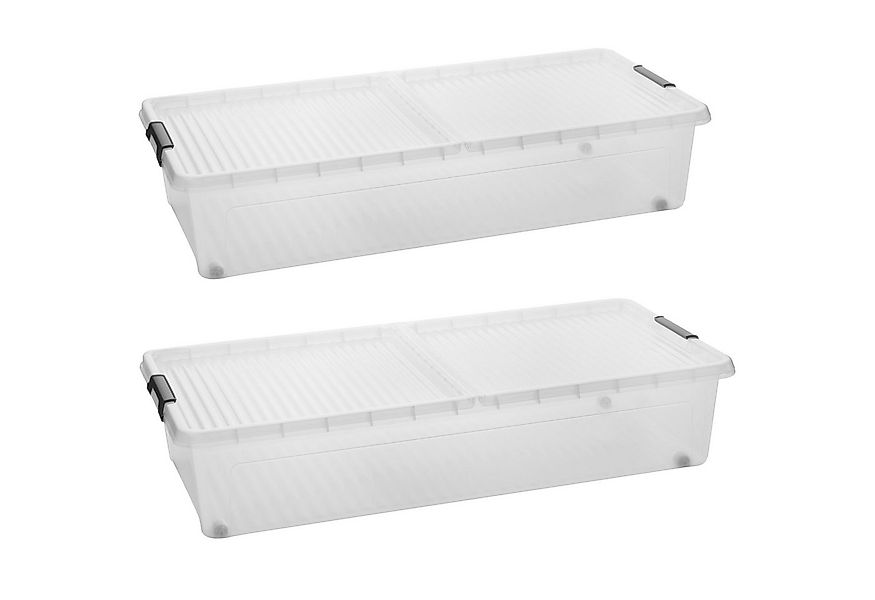 Centi Aufbewahrungsbox Unterbettbox mit Rollen, geteilter Deckel, transpare günstig online kaufen