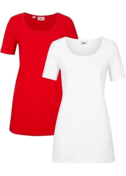Basic Long-T-Shirt 2er-Pack, Kurzarm günstig online kaufen
