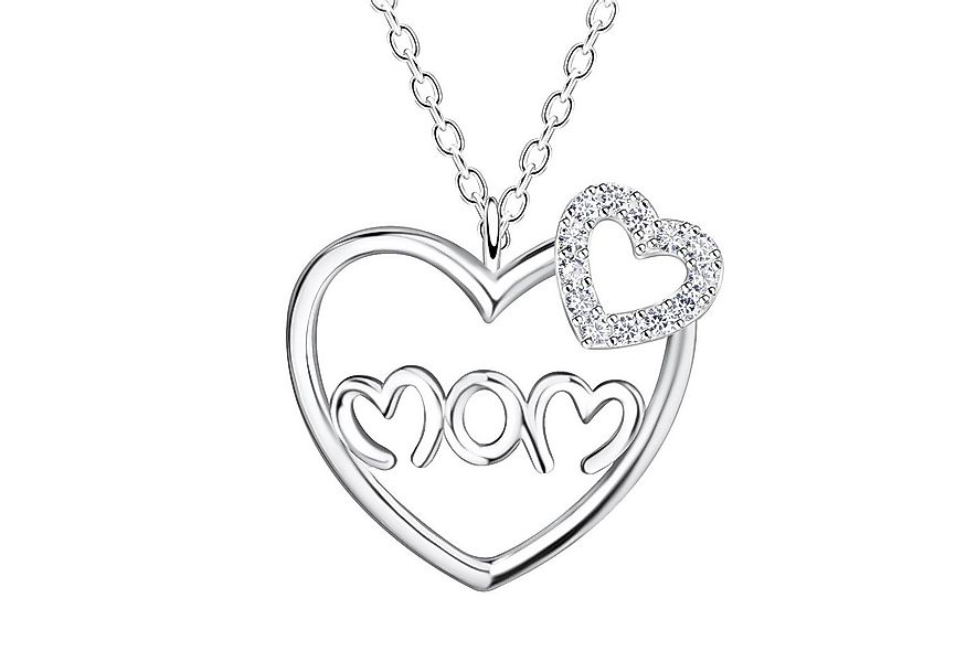 LÖB Kette mit Anhänger 925 Silber Kette Herz Anhänger MOM Schriftzug Zirkon günstig online kaufen