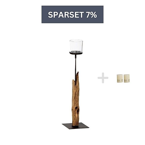 Holz Windlicht Laura Windlicht 115 cm + zwei Kerzen-Ivory günstig online kaufen