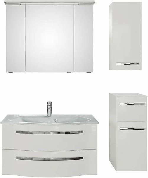 Saphir Badmöbel-Set »Serie 4005, vormontiert, Glaswaschbecken, Spiegelschra günstig online kaufen