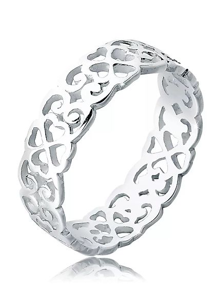 Elli Fingerring "Herz Kleeblatt Ornament Cut Out 925 Silber" günstig online kaufen