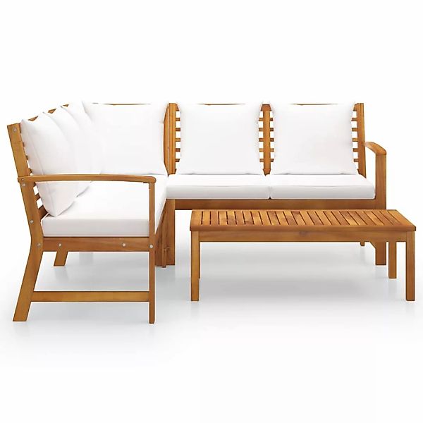 4-tlg. Garten-lounge-set Mit Auflagen Creme Massivholz Akazie günstig online kaufen