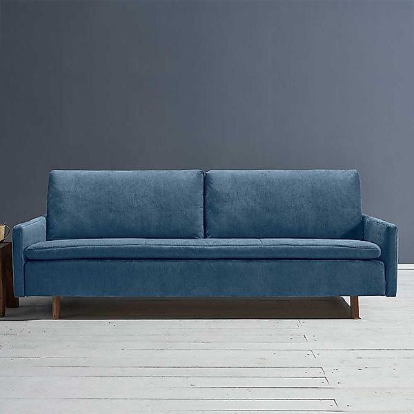 Bettcouch blau modern mit Rücken Klappmechanik 220 cm breit günstig online kaufen