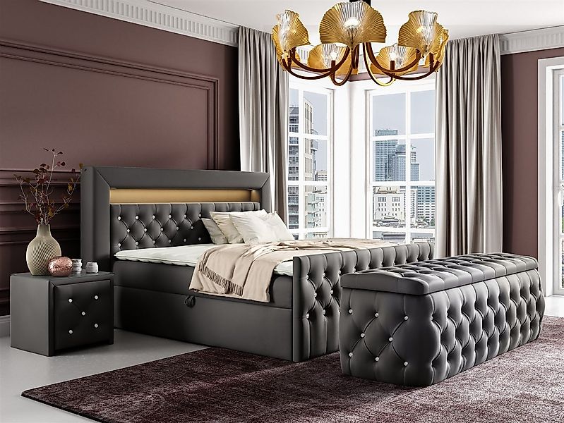 Fun Möbel Boxspringbett Schlafzimmerbett SEVRA Nr.3 in Stoff Elisa Velvet ( günstig online kaufen
