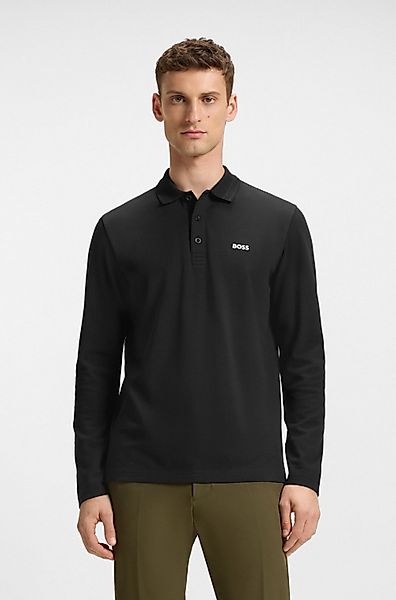 BOSS GREEN Langarm-Poloshirt Plisy mit Streifen günstig online kaufen