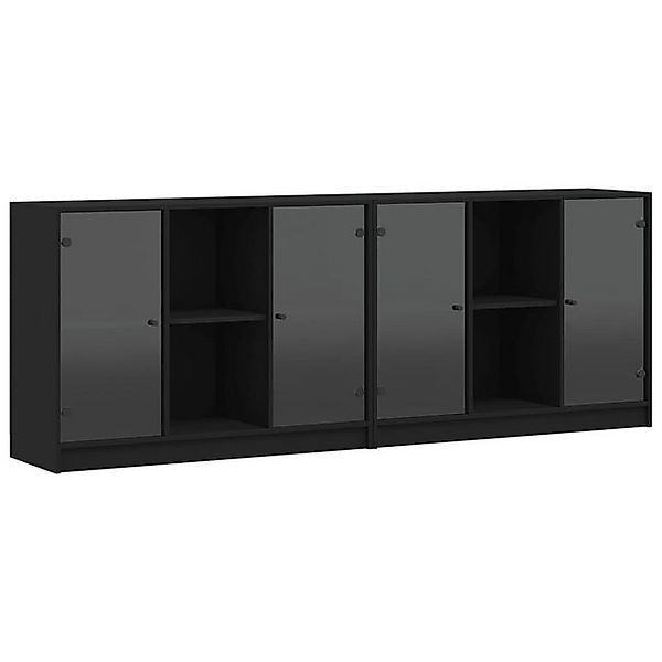 vidaXL Bücherregal Bücherschrank mit Türen Schwarz 204x37x75 cm Spanplatte günstig online kaufen