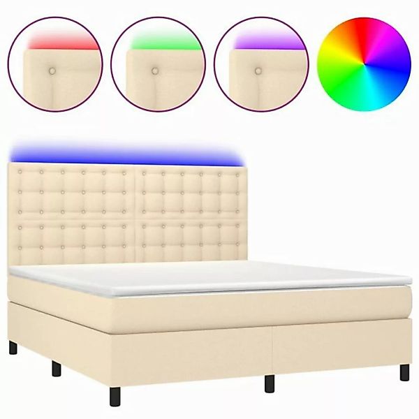 vidaXL Boxspringbett Boxspringbett mit Matratze LED Creme 160x200 cm Stoff günstig online kaufen