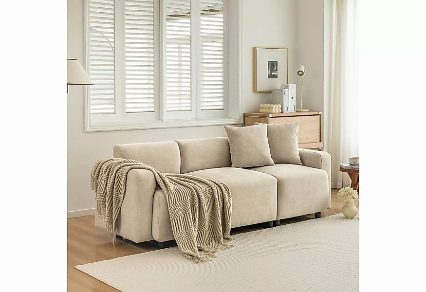 KLAM HOME Sofa 3-Sitzer Sofa mit 2 Zierkissen, 1 Teile, Moderne Sofa Polste günstig online kaufen