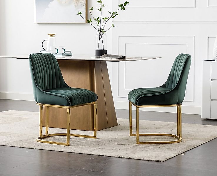 WAHSON OFFICE CHAIRS Esszimmerstuhl 2er Set Küchenstuhl mit goldene Stuhlbe günstig online kaufen