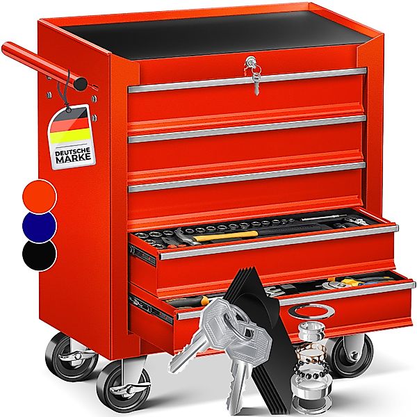 MASKO Werkstattwagen, 5 Fächer Rot, Werkzeugwagen günstig online kaufen