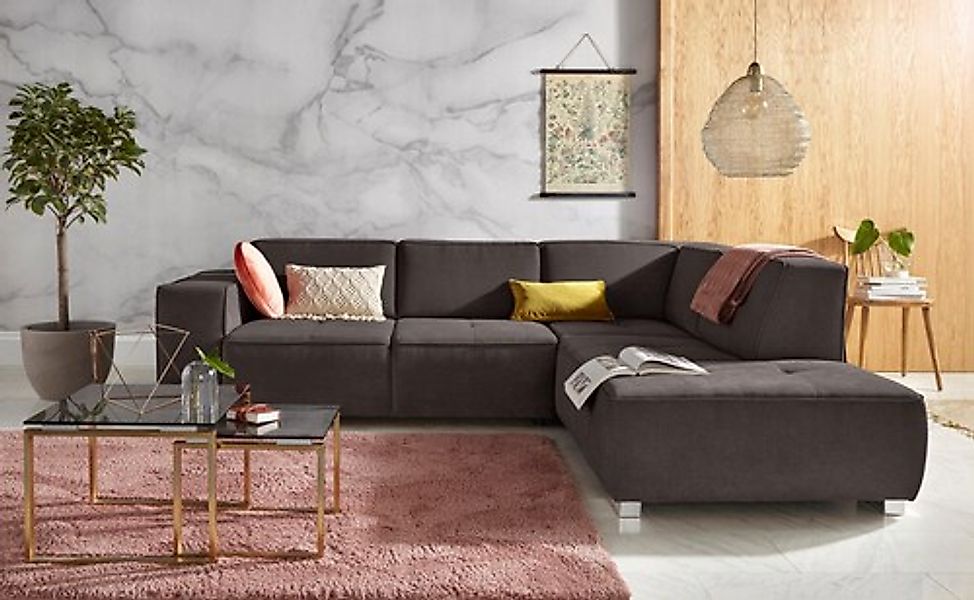 Home affaire Ecksofa »Sapporo L-Form« wahlweise Bettfunktion oder Sitztiefe günstig online kaufen
