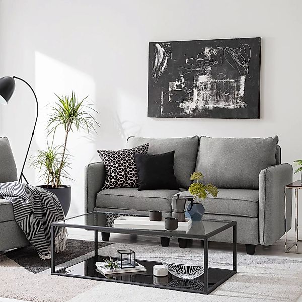 home24 Fredriks Sofa Lavara I 2-Sitzer Dunkelgrau Webstoff 168x72x90 cm mit günstig online kaufen