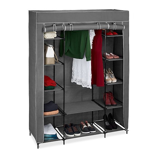 relaxdays Stoffschrank XXL Stoffschrank Anthrazit günstig online kaufen