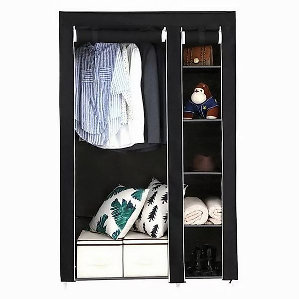 FCH Kleiderschrank Stoffschrank mit Kleiderstangen, 6 Ablagen, 110x45x175cm günstig online kaufen