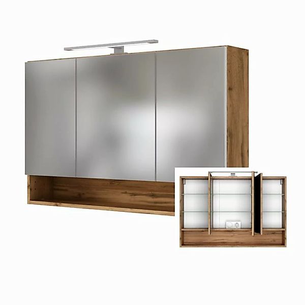 Badezimmer Spiegelschrank 3D inkl. LED-Beleuchtung LOUNY-03, Wotaneiche Nb. günstig online kaufen