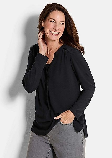 GOLDNER Shirtbluse Elegantes Chiffonshirt mit Jersey-Details Langarmshirt m günstig online kaufen