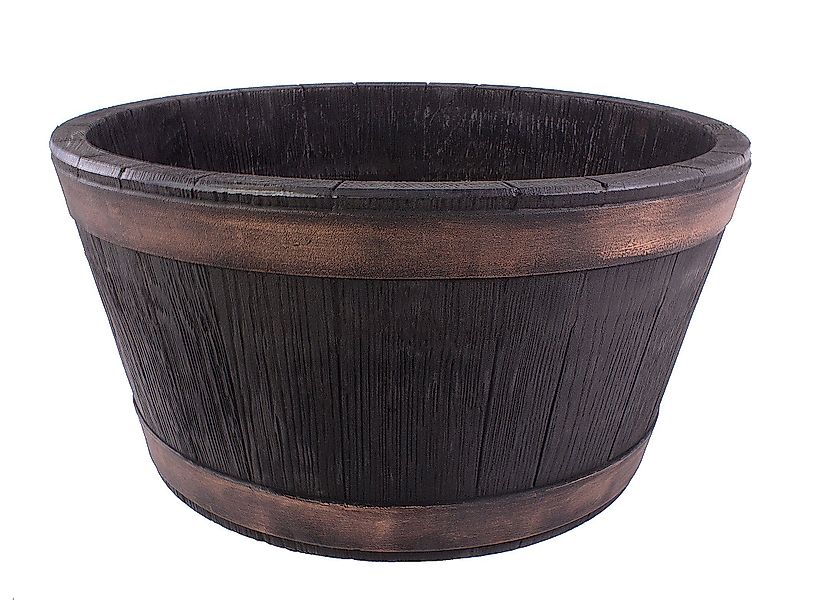 BigDean Pflanzschale Weinfass 61x34x25cm Eichenholz-Optik rund günstig online kaufen