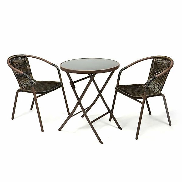 VCM Garten-Essgruppe "3-tlg. Bistroset Balkon Stuhl Tisch Set Braun" günstig online kaufen