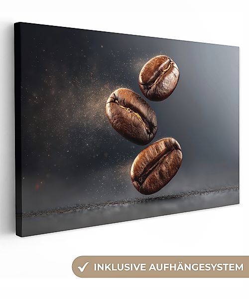 OneMillionCanvasses® Leinwandbild Kaffeebohnen - Schwebend - günstig online kaufen