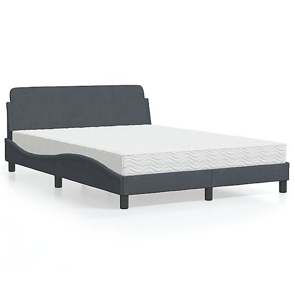 vidaXL Bettgestell Bett mit Matratze Dunkelgrau 120x200 cm Samt Bett Bettge günstig online kaufen