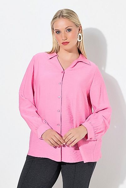 Ulla Popken Satinbluse Bluse Struktur Hemdkragen Langarm günstig online kaufen