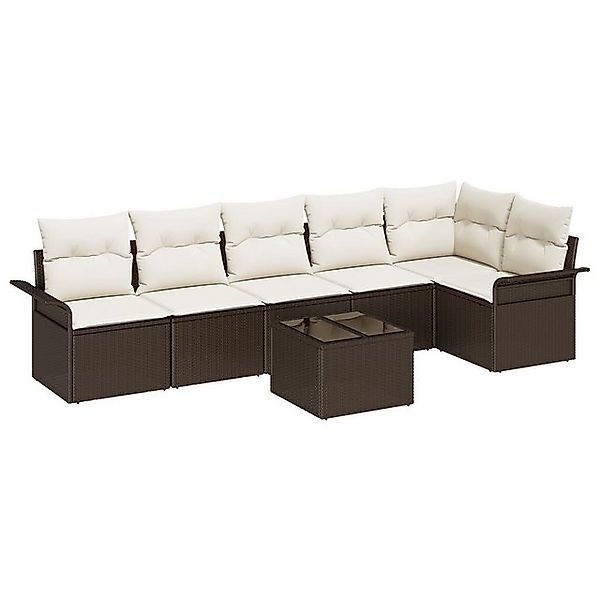 vidaXL Loungesofa 6-teiliges Garten-Sofa-Set mit Kissen Graues Polyrattan, günstig online kaufen