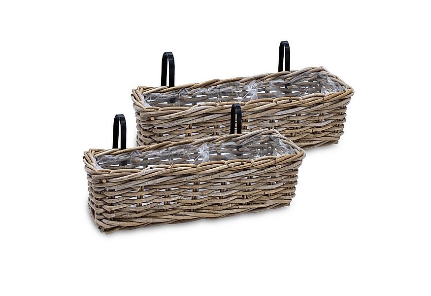 Spetebo Balkonkasten Rattan Balkonkasten natur (Set, 2 St., Holz Blumenkast günstig online kaufen
