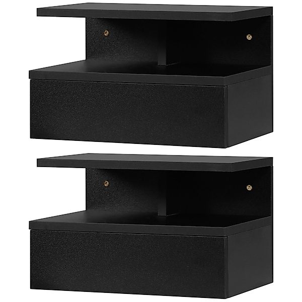 HOMCOM Set von 2 schwebenden Nachttischen - Set von 2 Nachttischen - Auszie günstig online kaufen