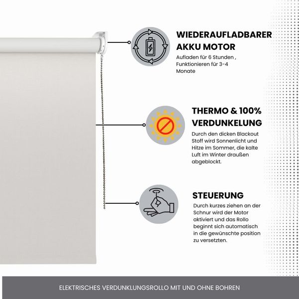 Elektrisches Rollo Verdunklungsrollo mit Zugmotor aufladbarer günstig online kaufen