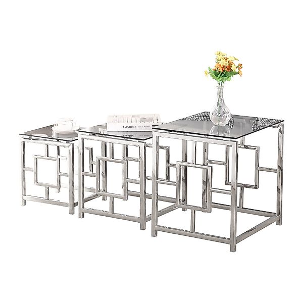 JYMTOM Couchtisch 3er Set aus Edelstahlgestell günstig online kaufen