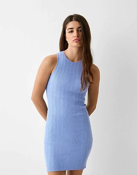 Bershka Ärmelloses Minikleid Im Rippstrick Damen S Blau günstig online kaufen